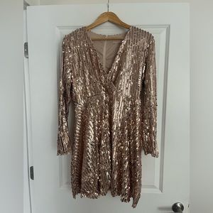 ASOS/Club London | Sequined Dress | Rose Gold | Size 8